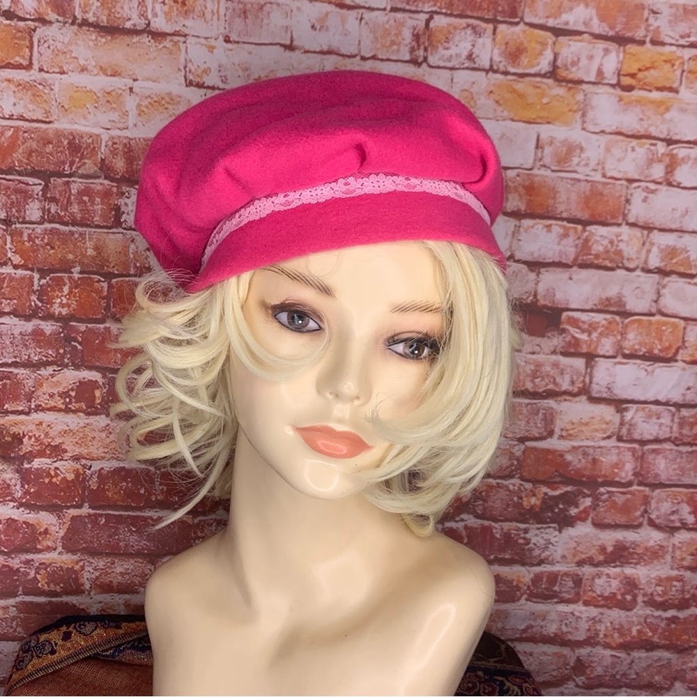 Vintage handmade Hot Pink Fleece Beret